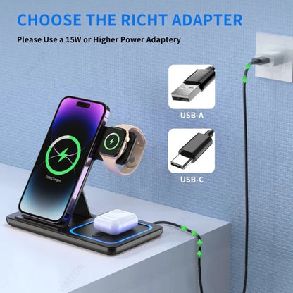 Station de charge sans fil 3 en 1 — Pliable