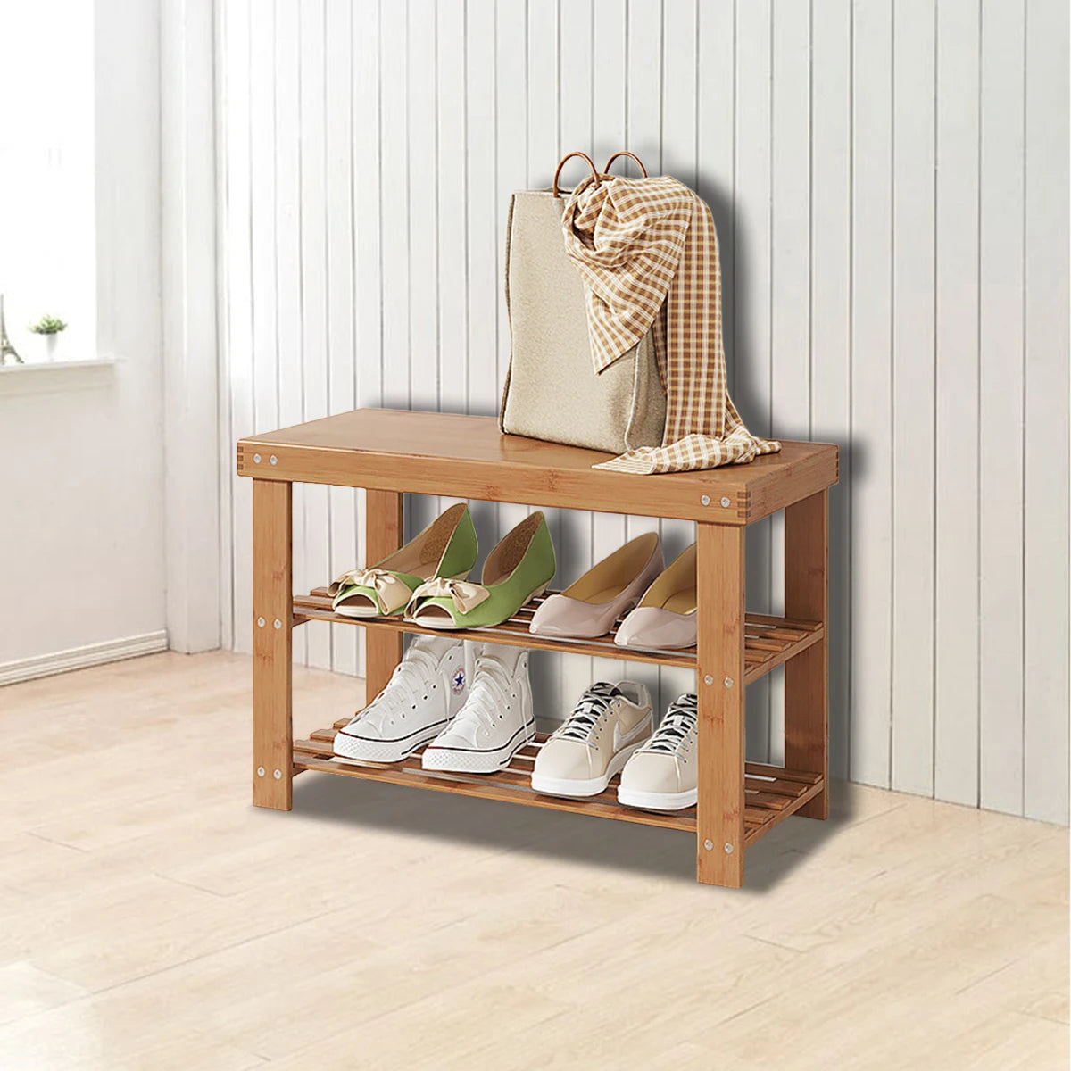 Banc range-chaussures en bambou