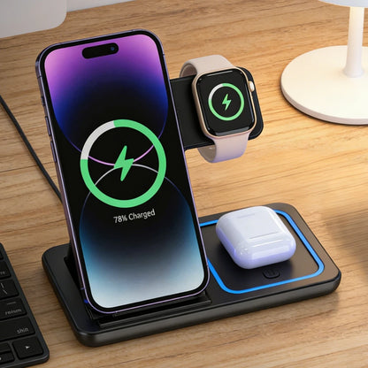 Station de charge sans fil 3 en 1 — Pliable