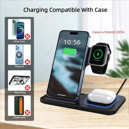 Station de charge sans fil 3 en 1 — Pliable