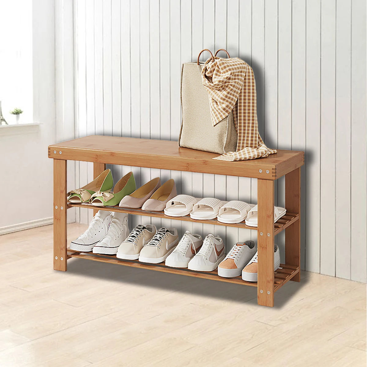 Banc range-chaussures en bambou