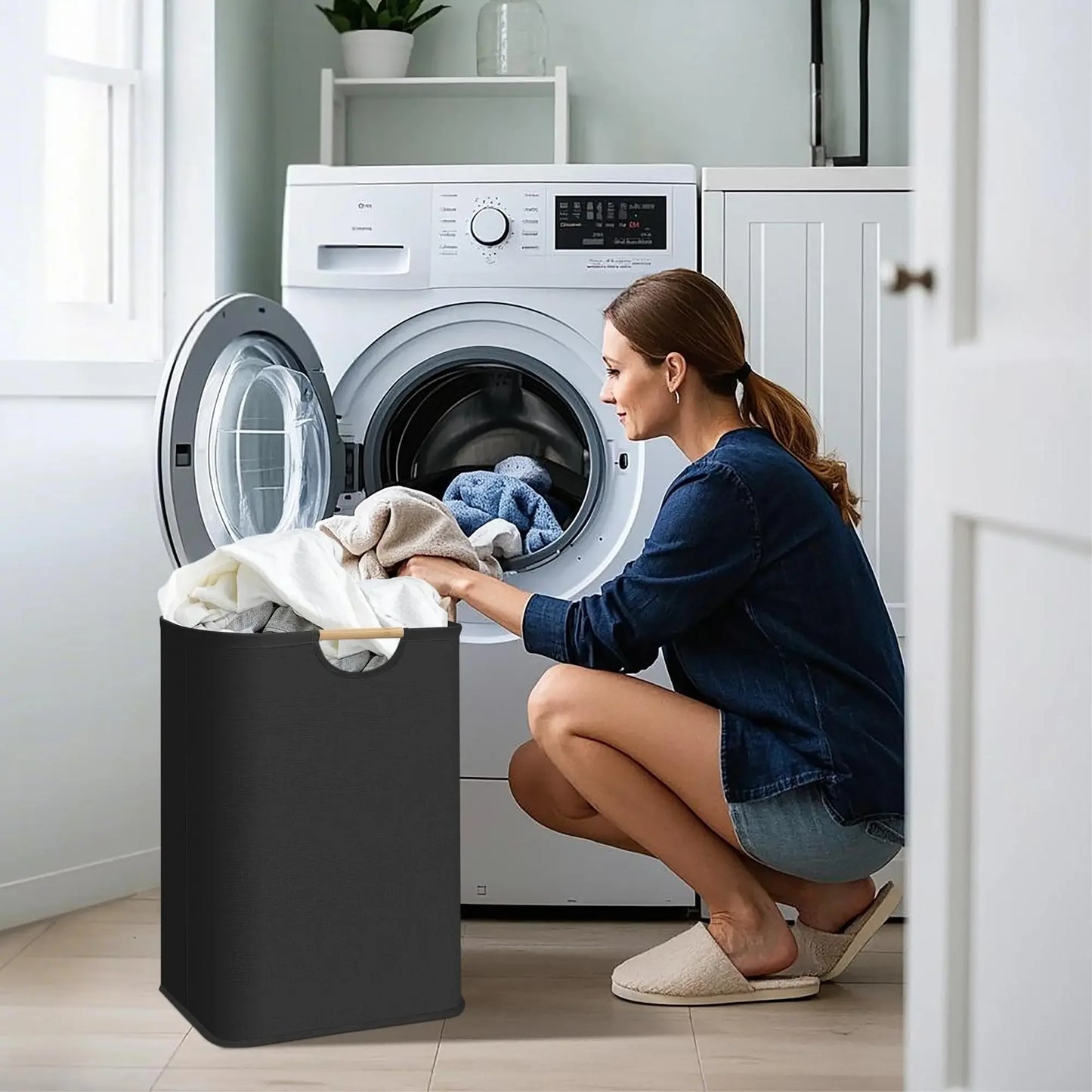 Panier à linge en lin pliable — Grande capacité